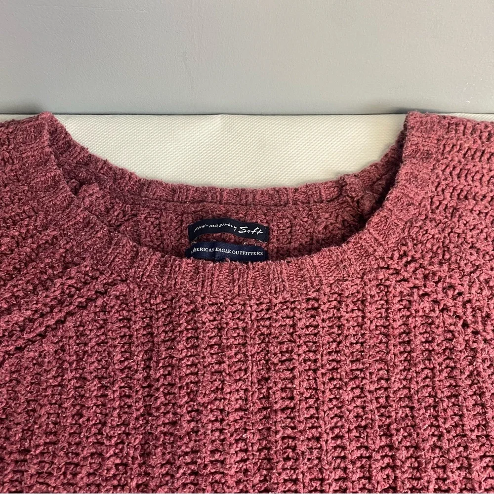 American Eagle Ahh-mazingly Soft Ribbed Crewneck Pullover Sweater XS Mauve